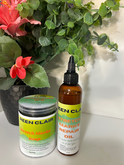 REEN CLAIR STRETCH MARKS/SCARS OIL & SOAP COMBO--100% Python oil-Natural remedy for all skin types