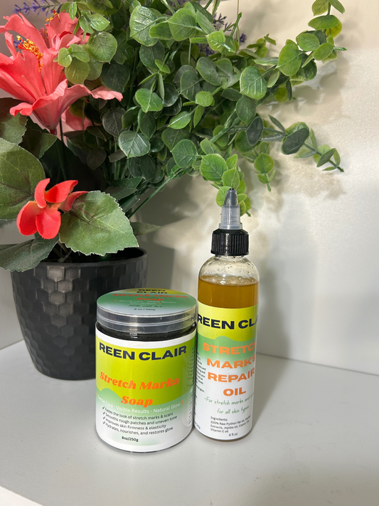 REEN CLAIR STRETCH MARKS/SCARS OIL & SOAP COMBO--100% Python oil-Natural remedy for all skin types
